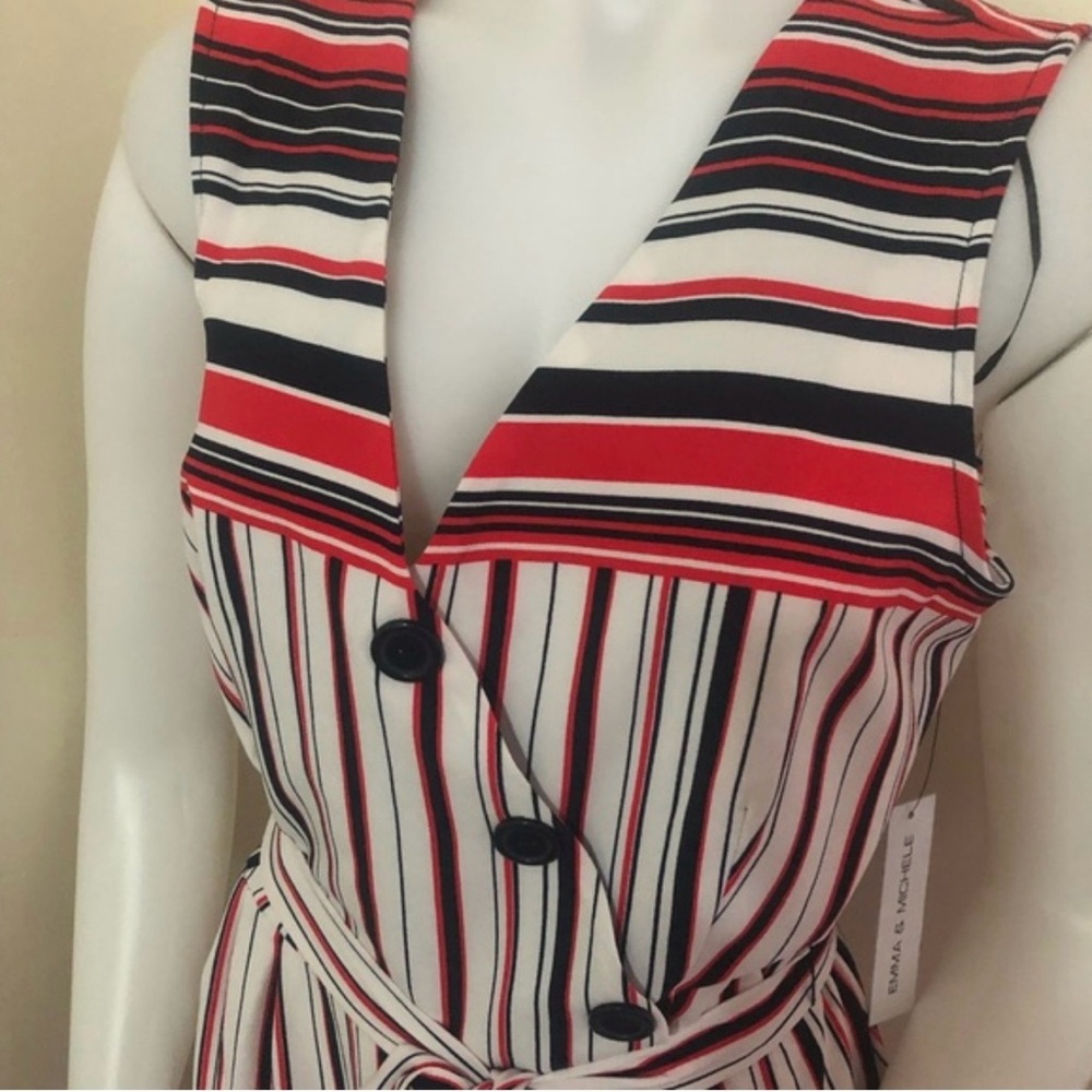 Emma & Michele Red and Black Striped Jumpsuit